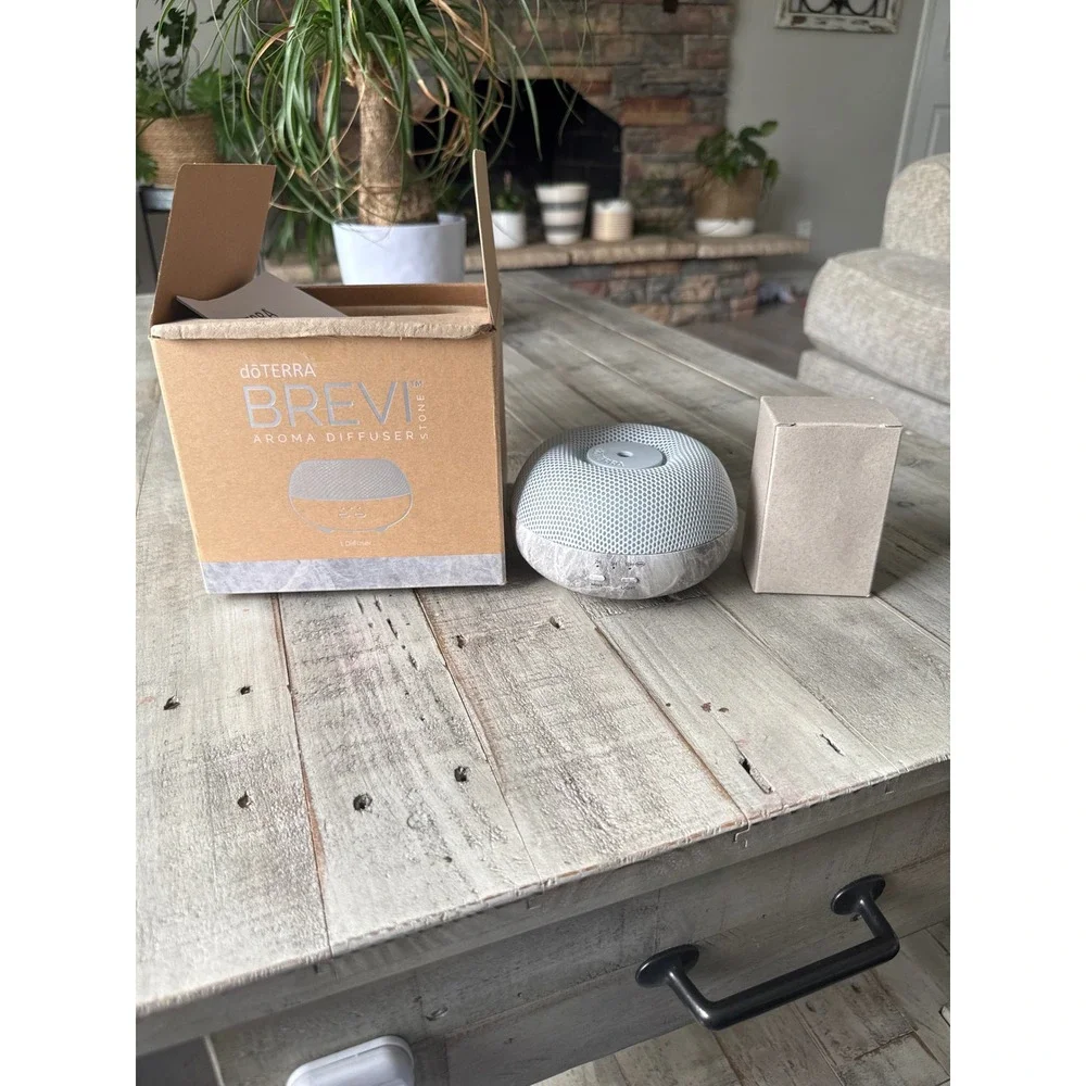 doTERRA Brevi Stone Aroma Diffuser Marble Ultrasonic Mist PZ-UA084 Gray White
